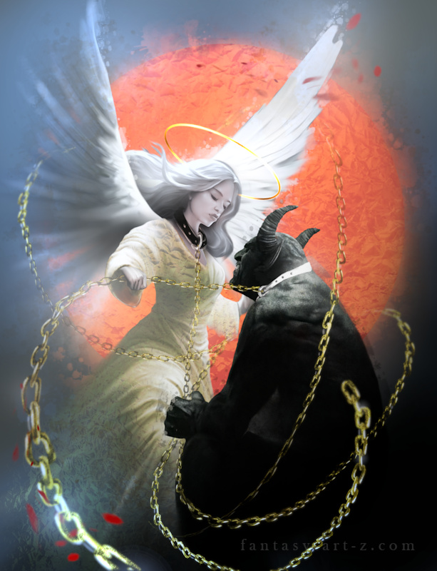 Angel and demon fantasy illustration