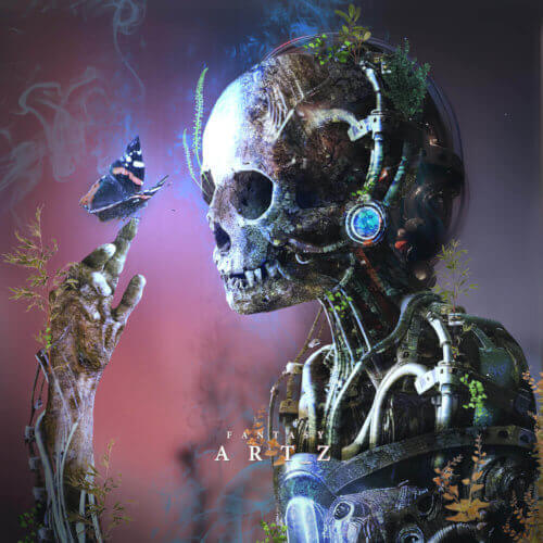 sci-fi art, cyborg and the butterfly